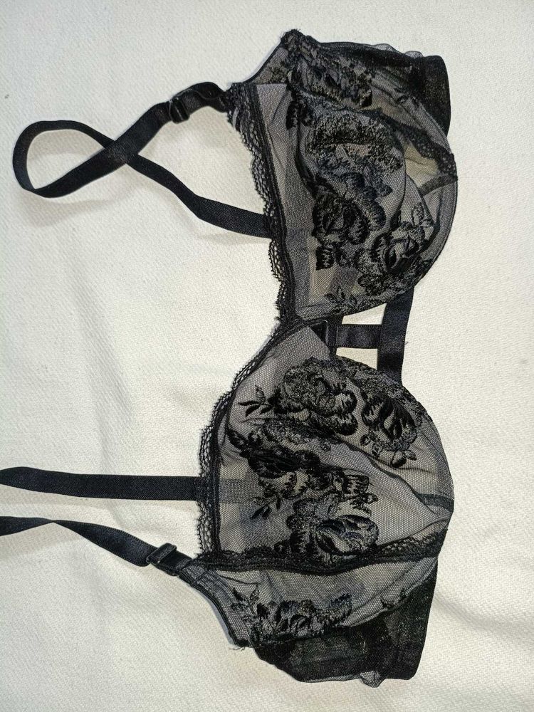 Black Lace Floral Bra