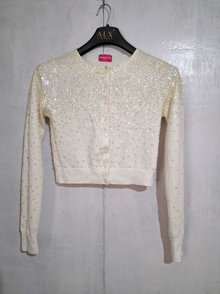 Beaded Cropped Cardigan