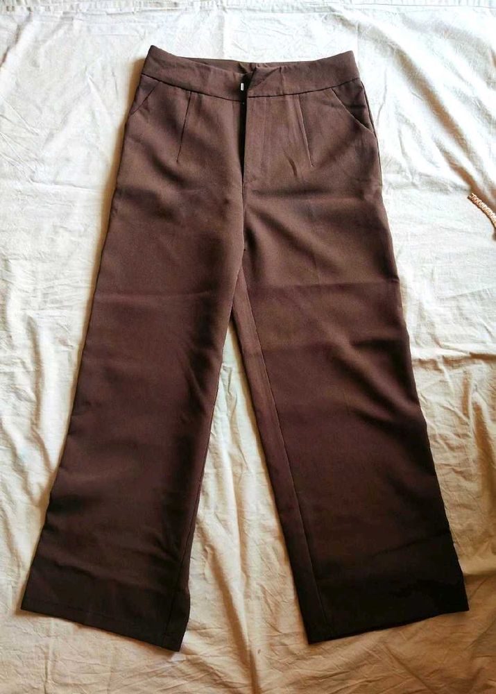 Dark brown straight formal pants