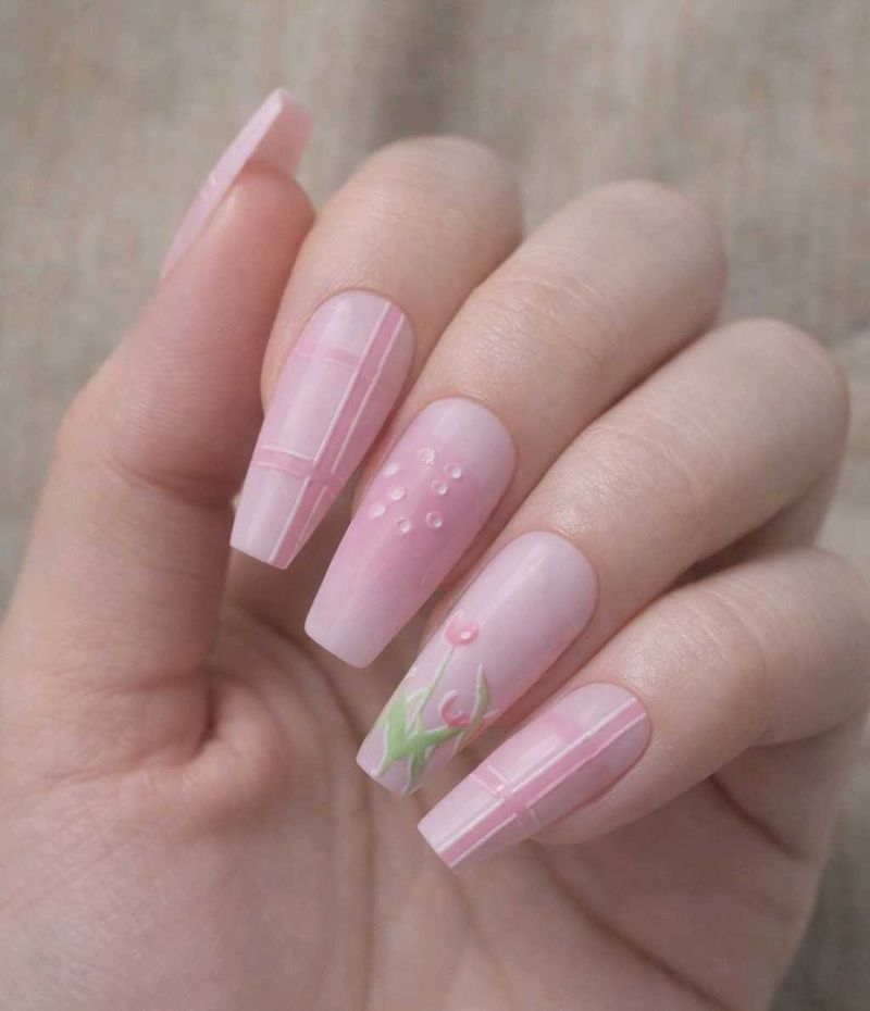 Cute Pink Floral Press-On Nails