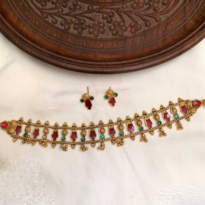 Traditional Antique Gold Plated Choker Necklace Se