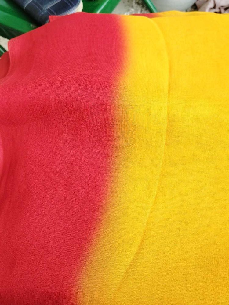 red and yellow saree
