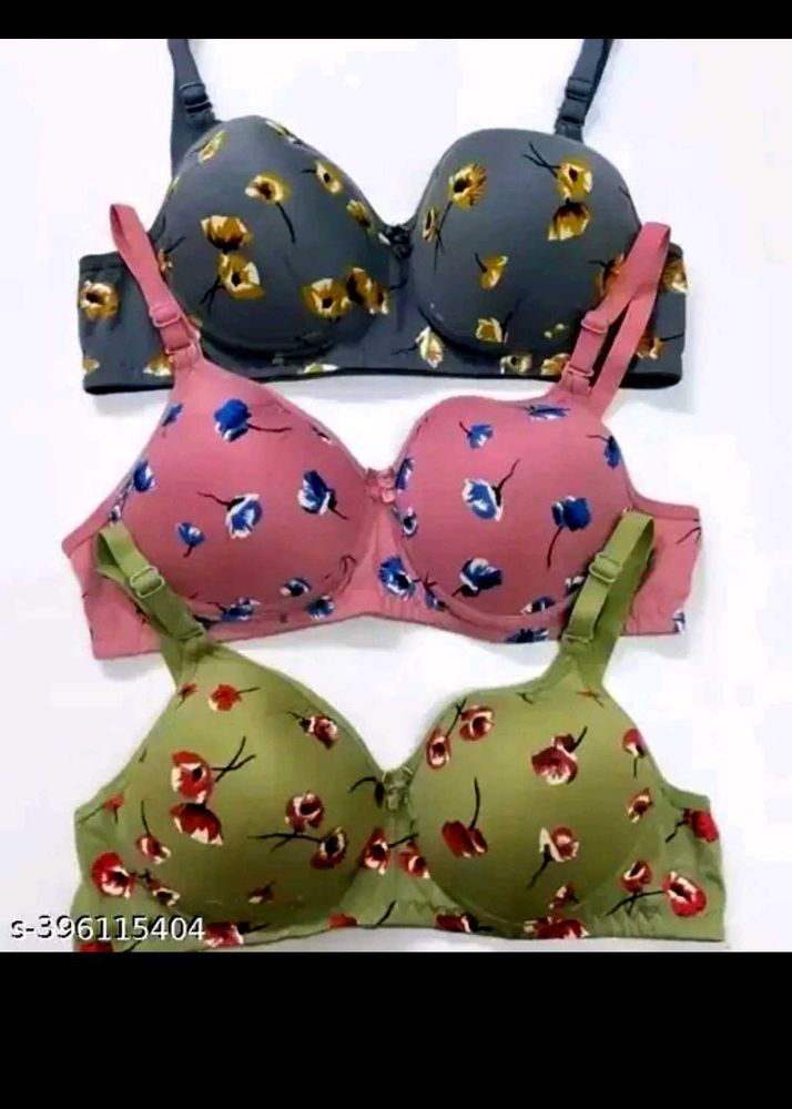 Floral Print Bras - Set of 3