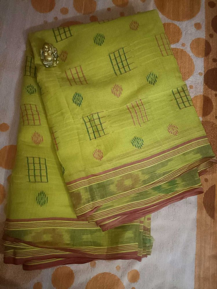 Vibrant Yellow Cotton Saree