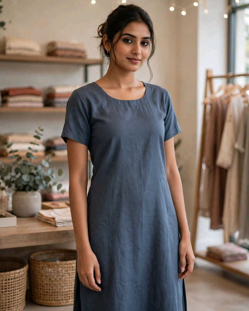 Solid Blue Kurta