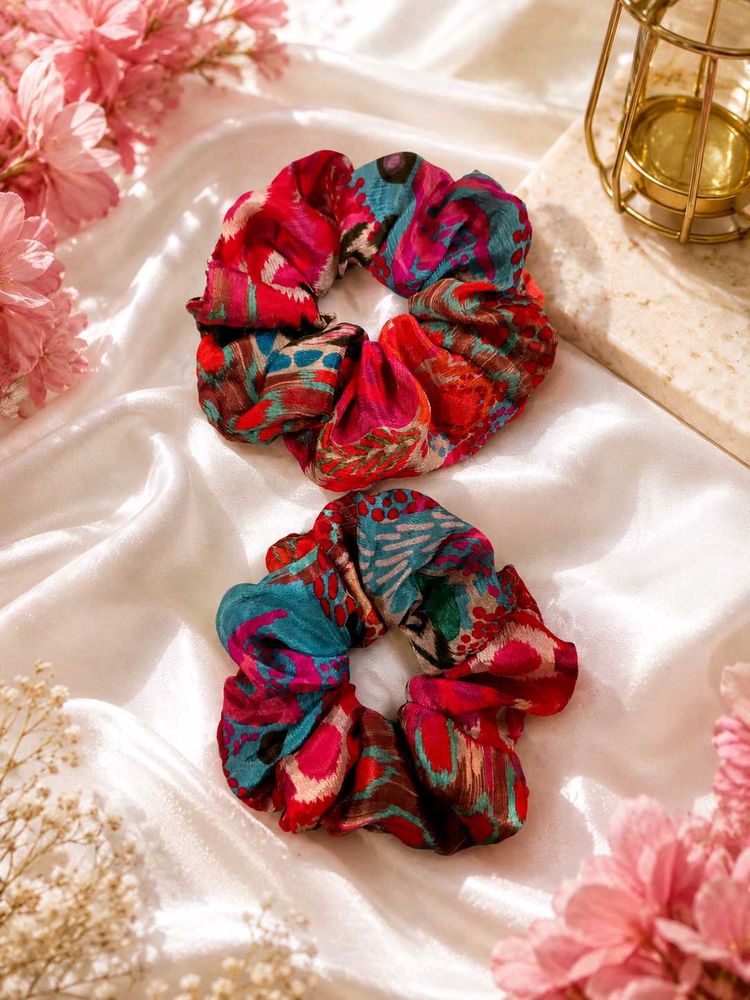 Vibrant Boho Scrunchies - Set of 2