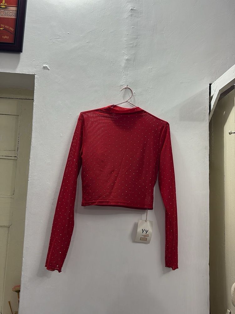 Sparkly Mesh Long Sleeve Top