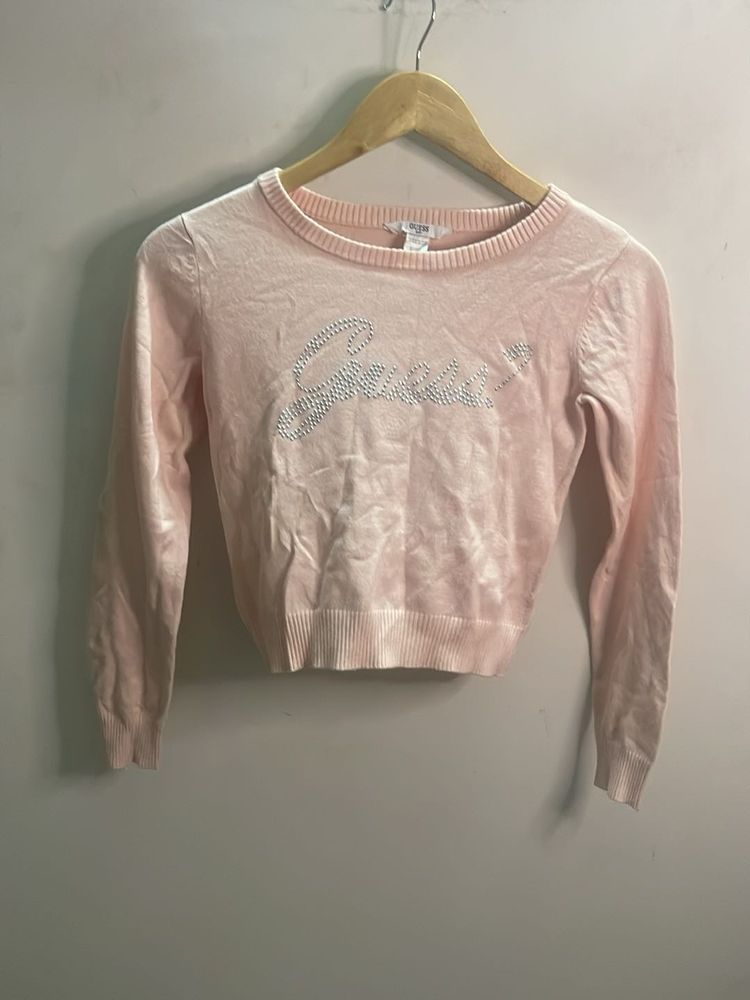 Pink Guess Rhinestone Sweater
