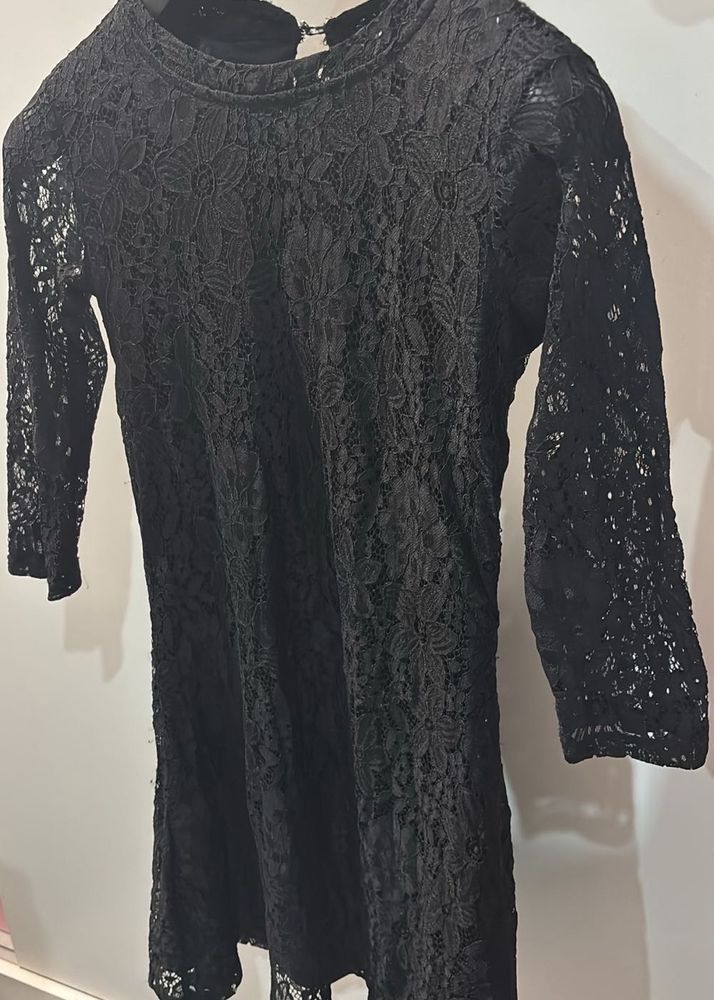 Pantaloons Black Lace Mini Dress