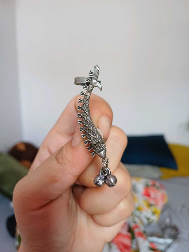 Brass Fish Charm earcuff