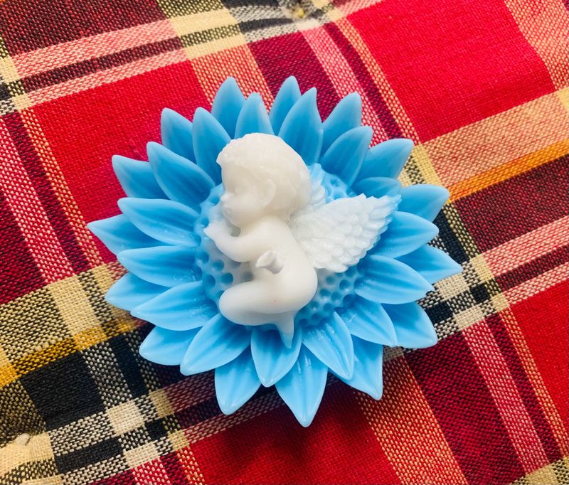 2 pcsAngel Figurine on Blue Flower