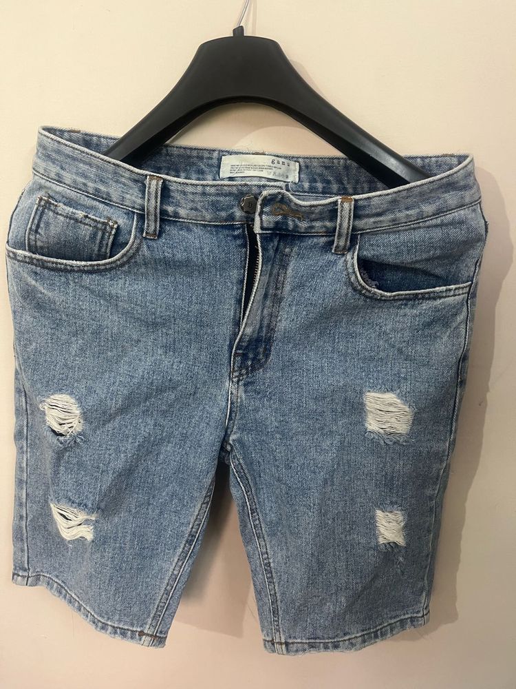 Distressed Denim Shorts