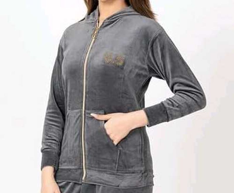 Velvet Zip-Up Hoodie