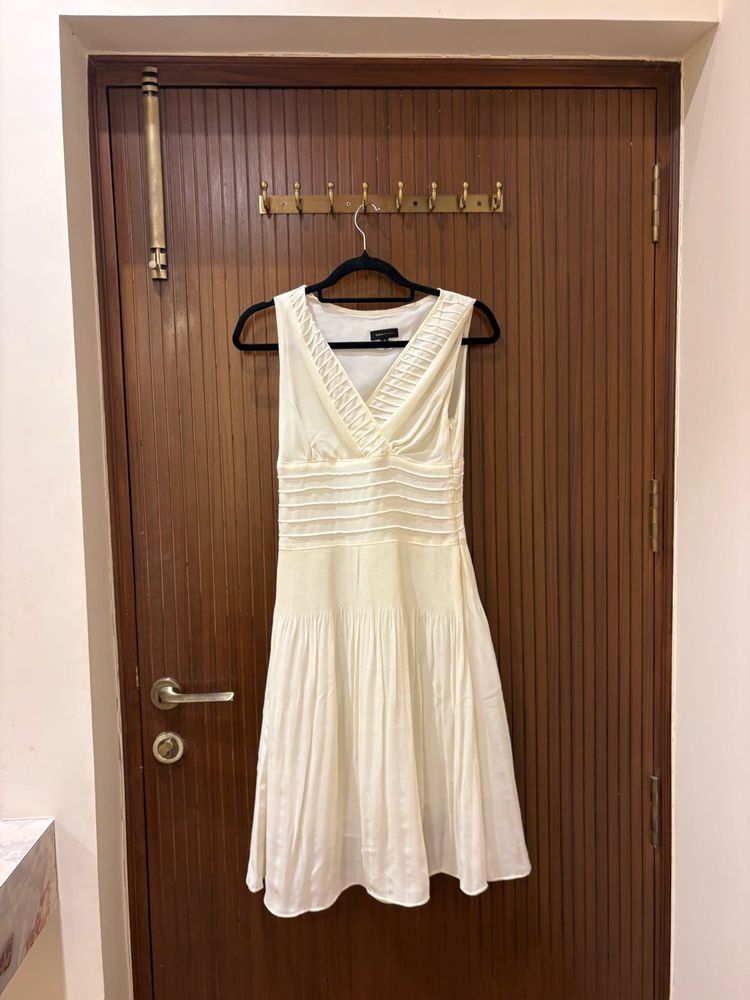 Elegant Cream V-Neck Dress