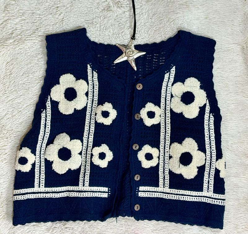 Vintage Floral Knit Vest