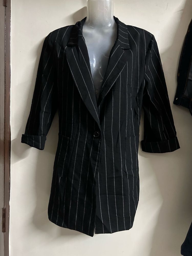 Pinstripe Longline Blazer