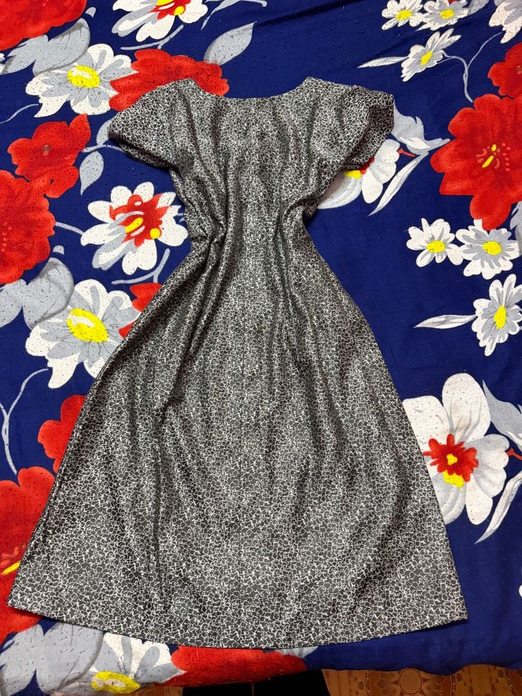 Stylish Short Sleeve Printed Midi Dress