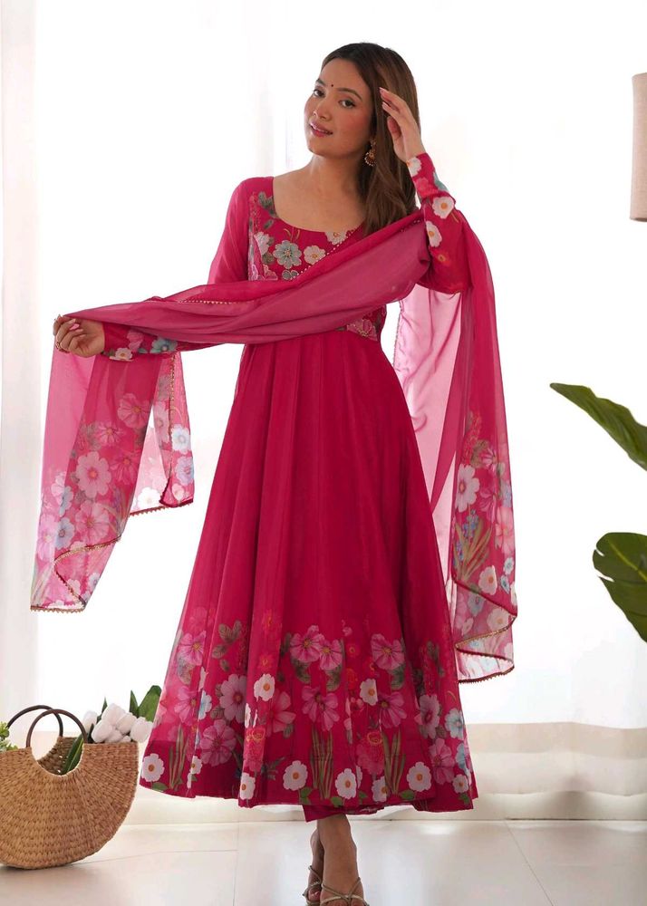 Beautiful Floral Anarkali Kurta Set