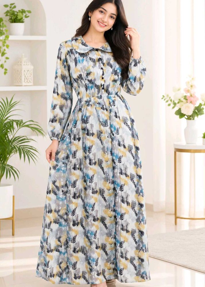 Boho Floral Print Gaun Dress