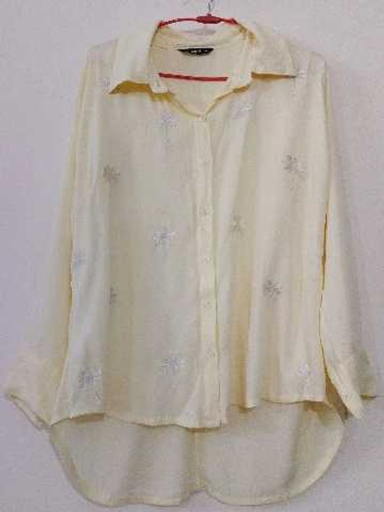Cream Floral Button-Down Shirt