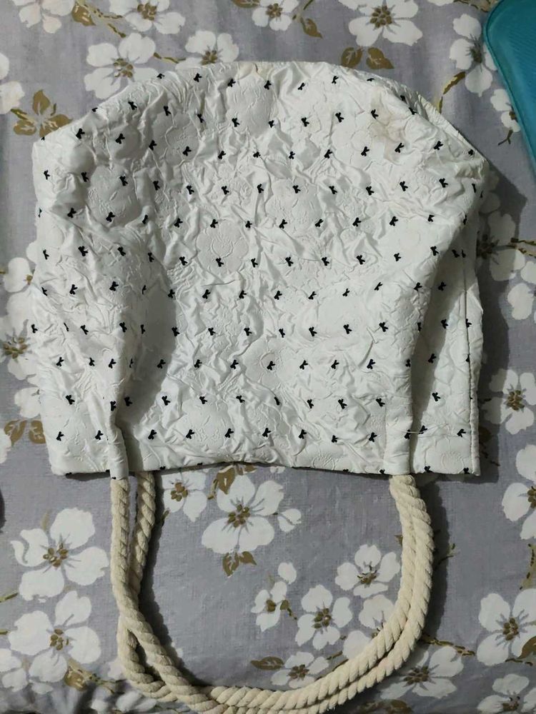 White Textured Handbag