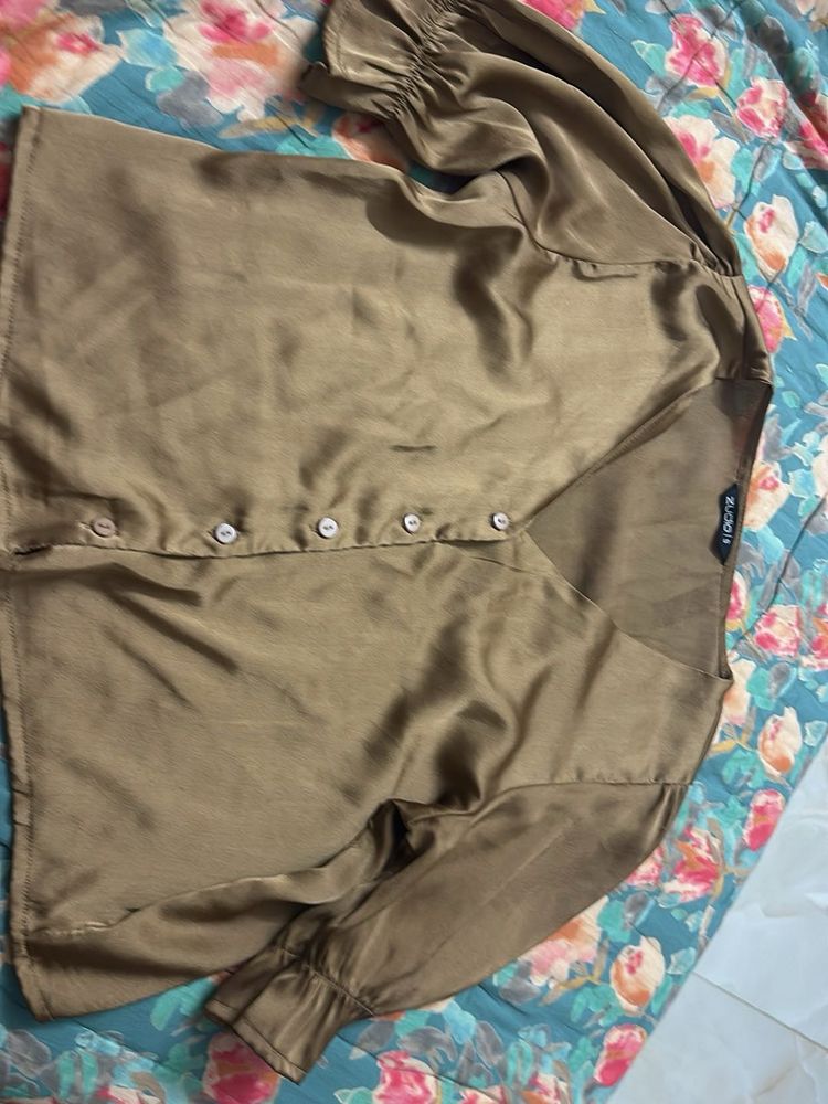 Stylish Brown Button-Up Blouse