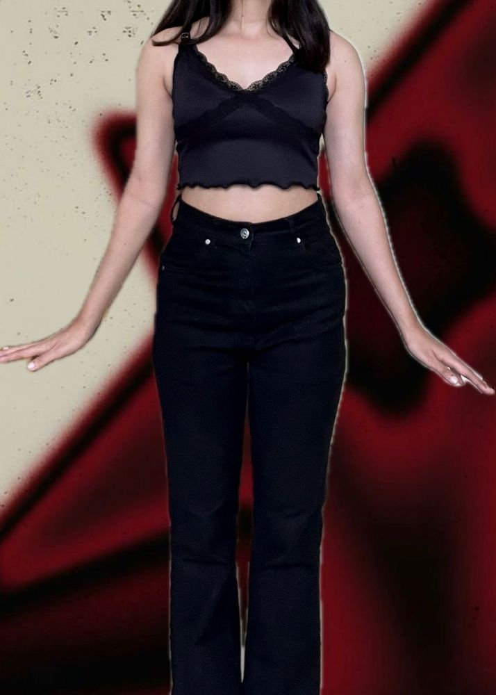 H&amp;M Black Lace Spaghetti Top