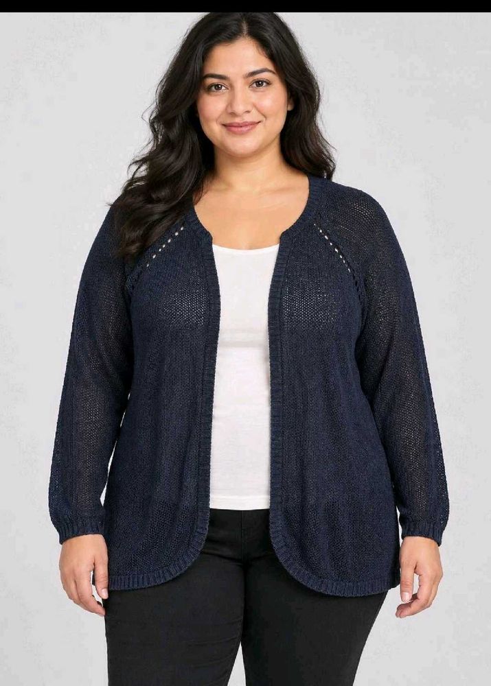 Navy Blue Open Front Cardigan