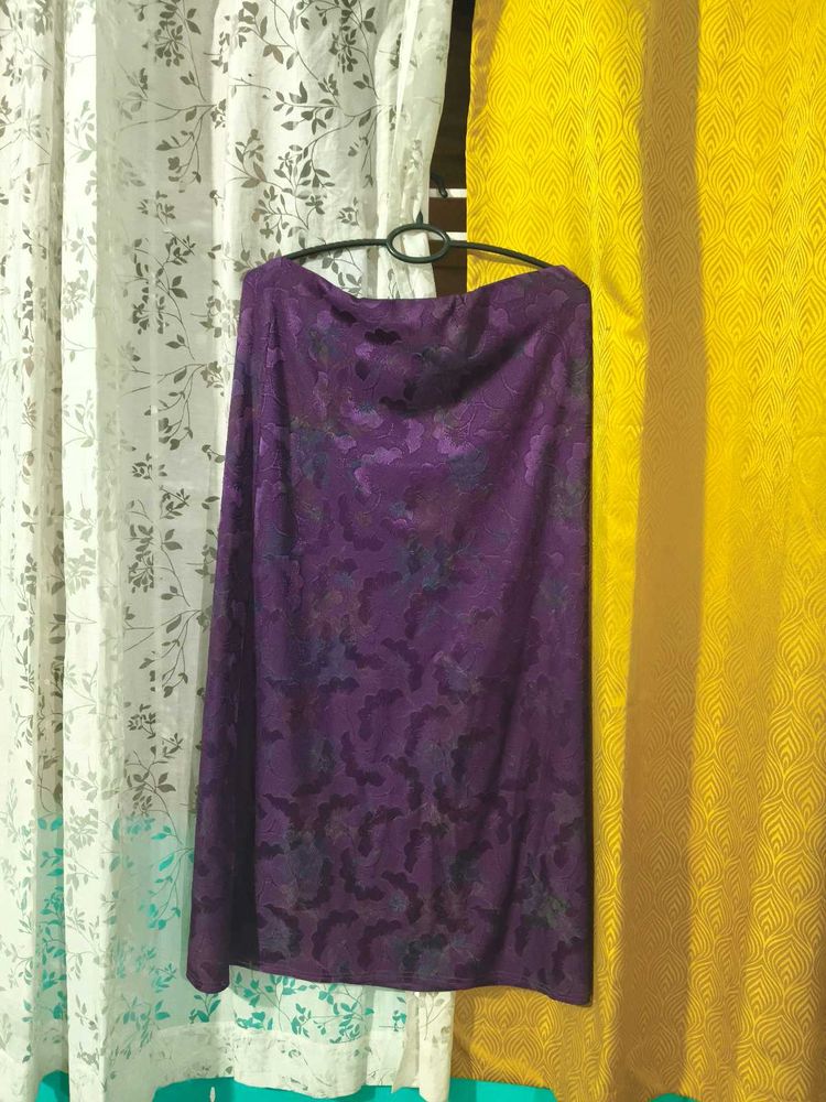 streachable Elegant Purple Brocade Skirt