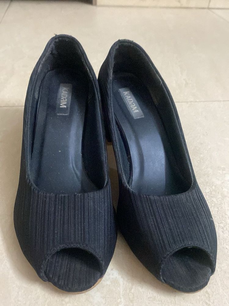 Elegant Black Peep-Toe Heels