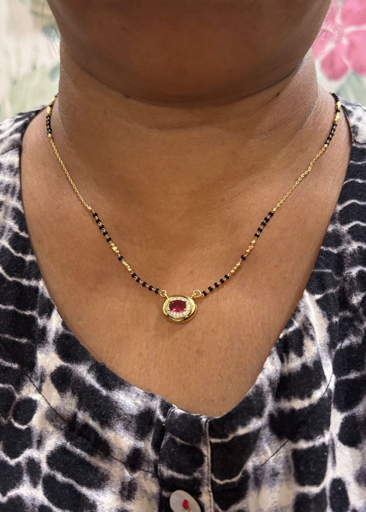 Elegant Gold plated mangalsutra with Red Stone