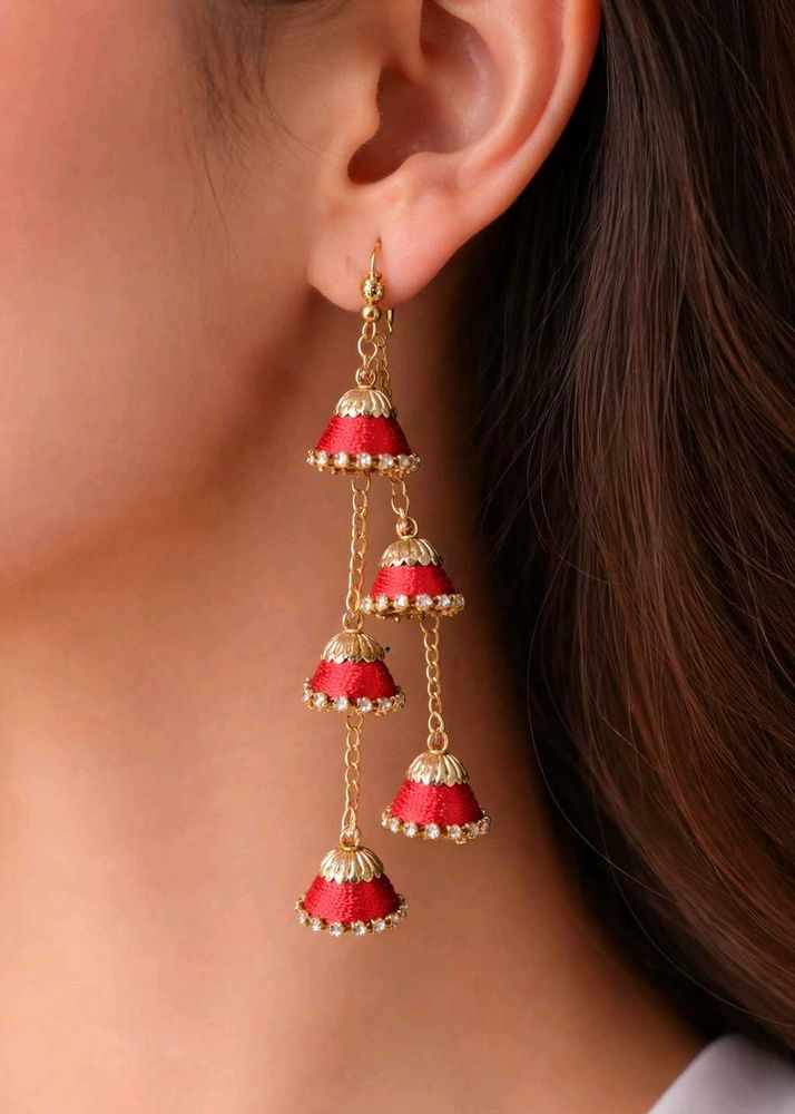 Red Silk Tassel Earrings