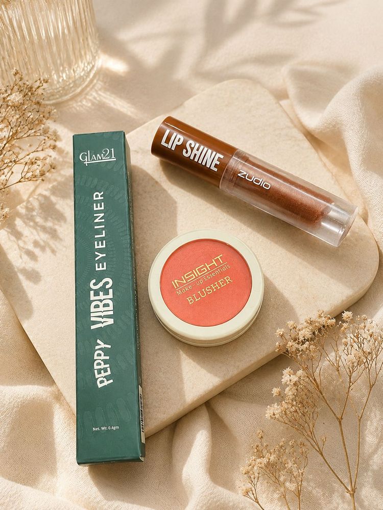 Makeup Combo | Lip Shine + Blusher + Eyeliner