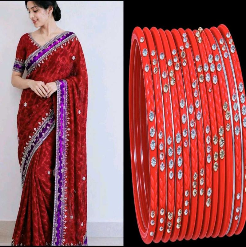 Set of Red Embellished Bangles and re