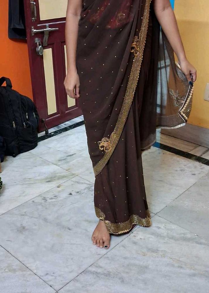 brown heavy saree8
