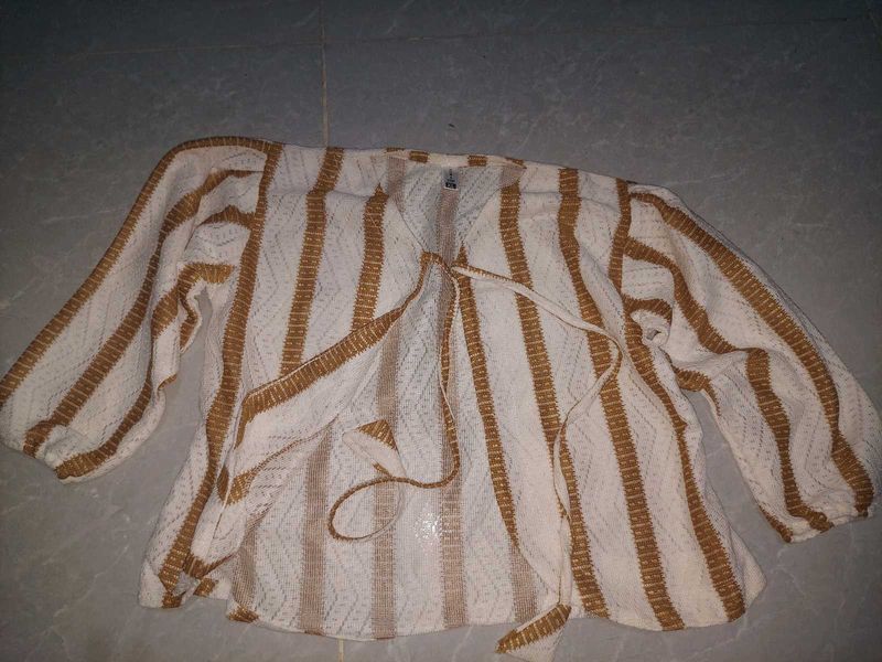 Striped Wrap Blouse
