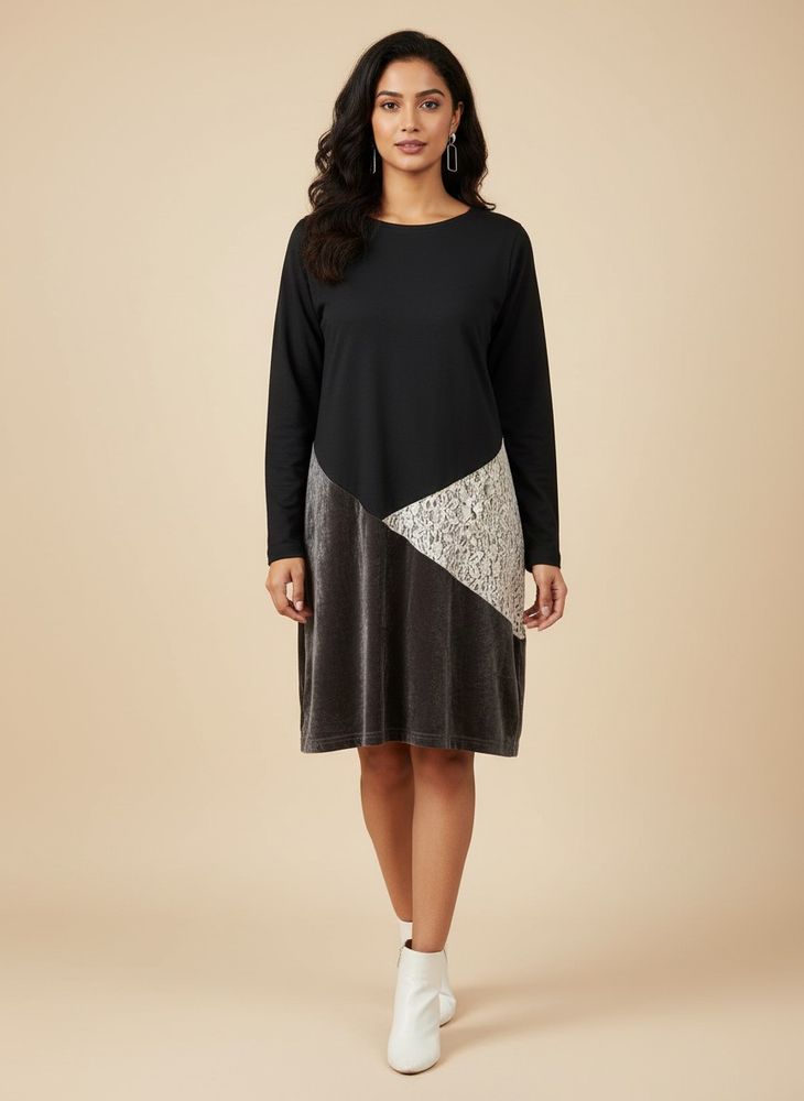 Unique Color Block Tunic Dress