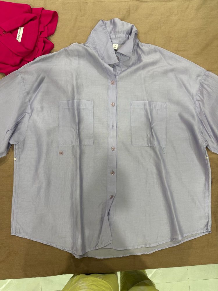 Chic Light Purple Button-Up Shirt