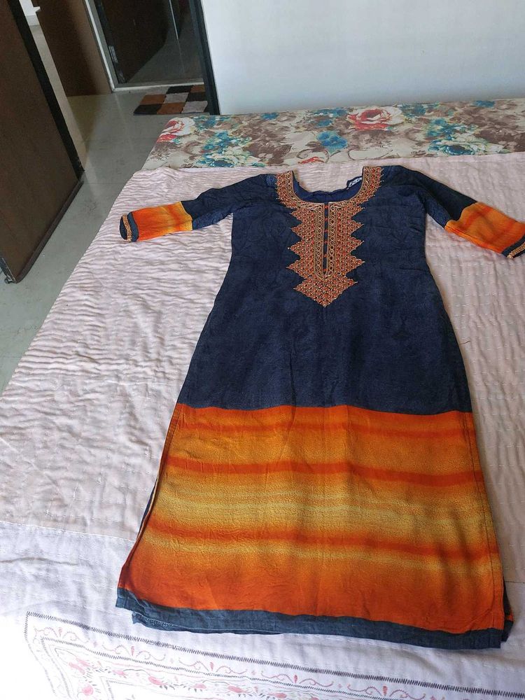 Stylish Blue &amp; Orange Kurta