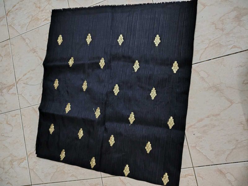 Elegant Black Embroidered Dress Material 1m