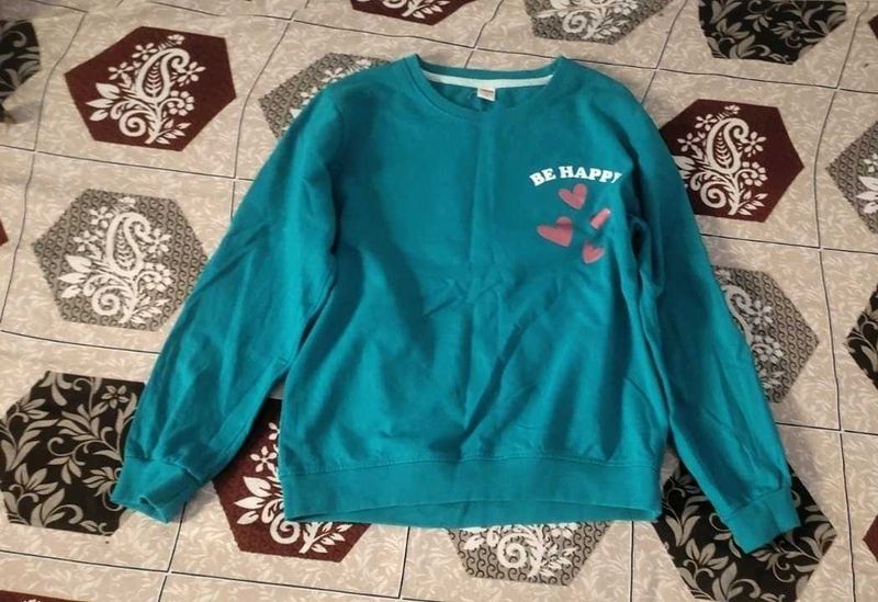 Teal "Be Happy" Graphic Sweatshirt