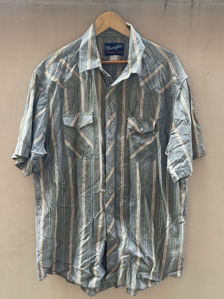 Wrangler Short Sleeve Striped Western Shirt