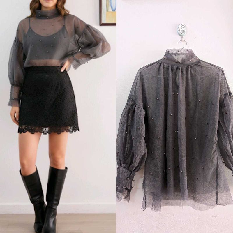 Sheer Pearl Embellished Top