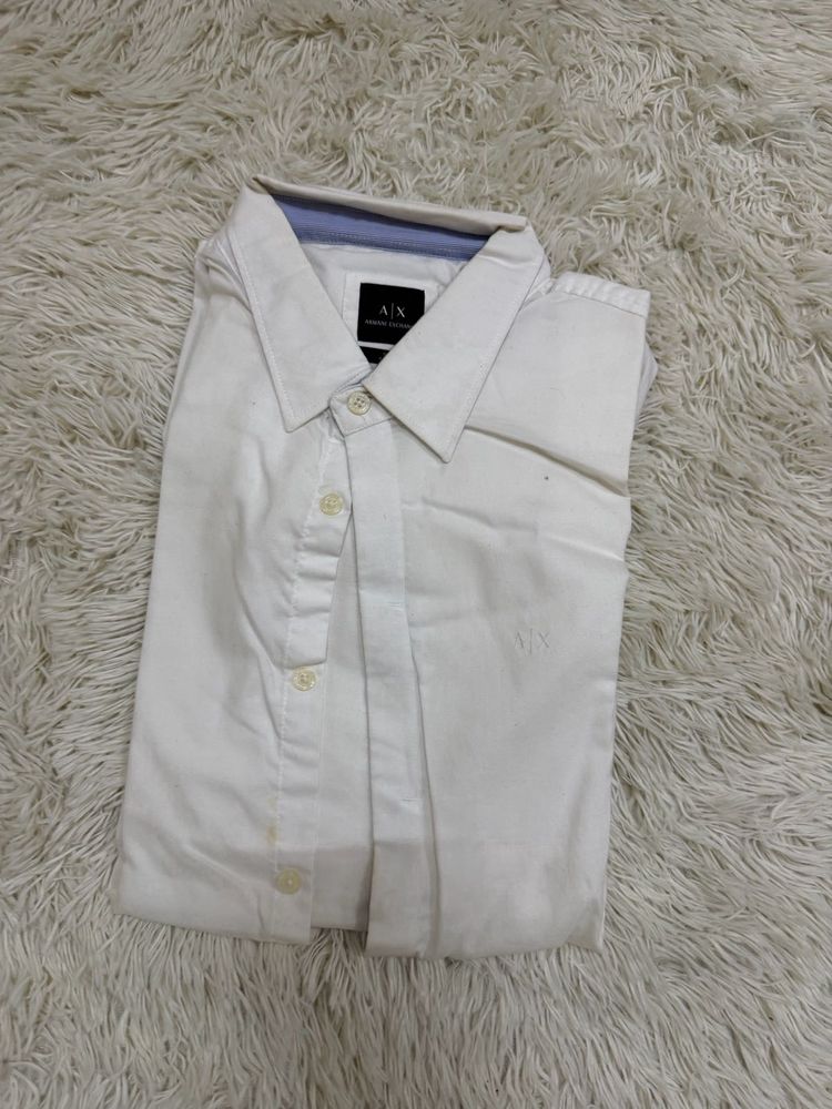 AX Men's White Classic Fit Shirt