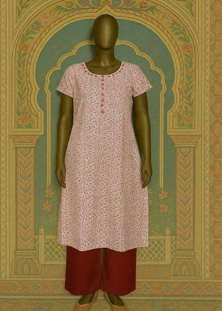 Pink Floral Print Kurta with Palazzo Pants