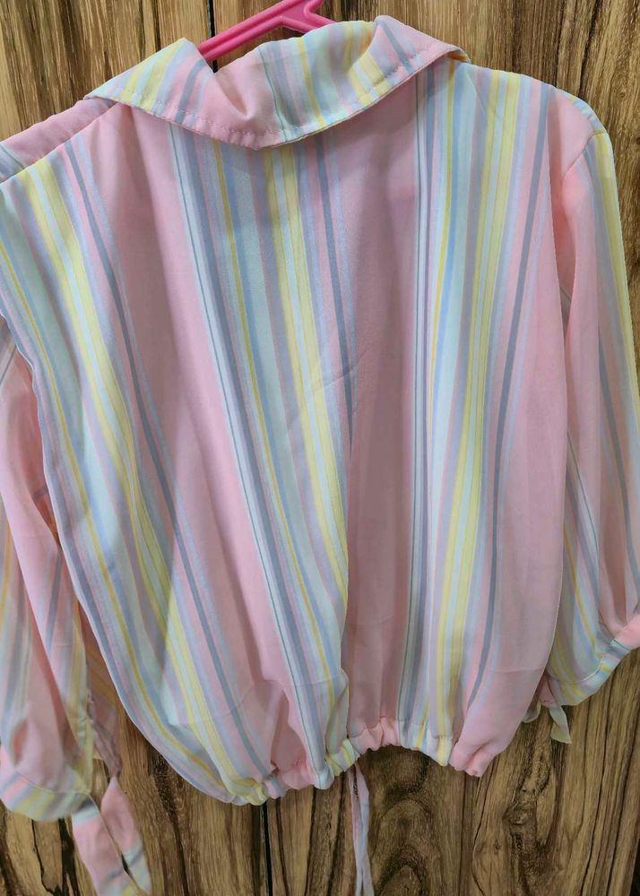 Pastel Striped Button-Up Shirt