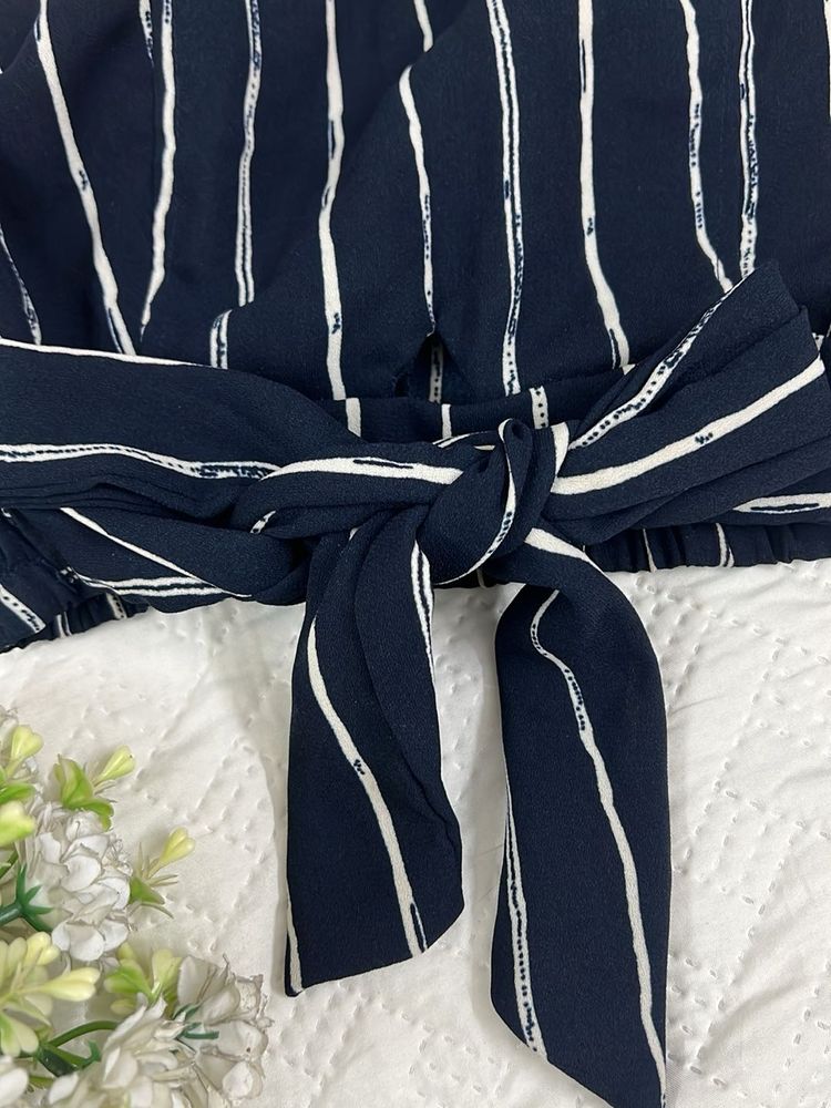 Striped Wrap Crop Top (padded)