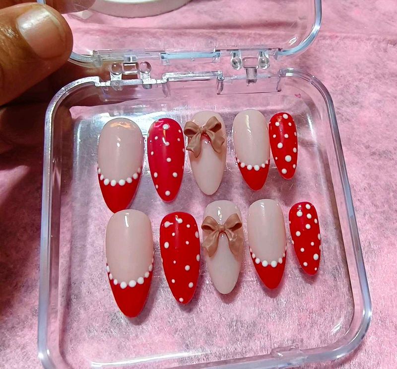 Cute Red Polka Dot Press-On Nails