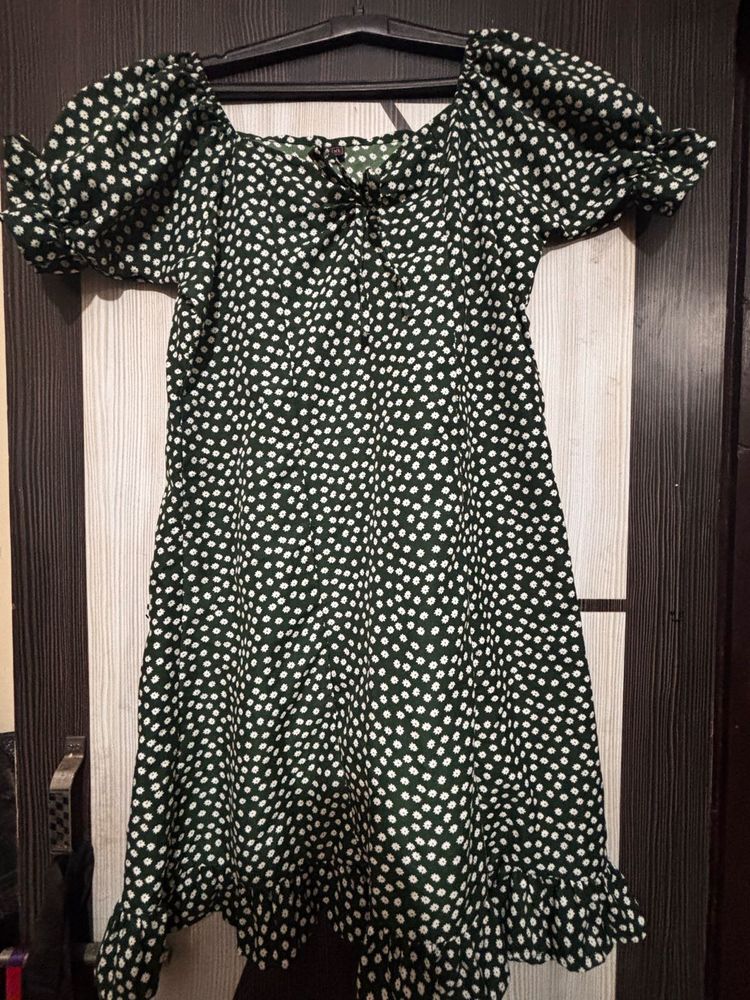 Chic Polka Dot Mini Dress knee length