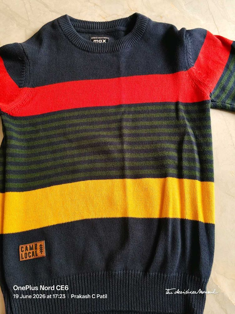 New 8-9 Yrs Kids Sweatshirt (Stripped Multicolor)